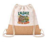 Planetee Sac à Dos Toile et Jute L'alsace c'est ma thérapie | Sac de Sport en Coton Sergé 160 g/m² avec Fond en Jute 7 L | Gym Piscine École | Cadeau Enfant Ado Rentrée Anniversaire