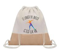 Planetee Sac à dos toile et jute Lancer Du Javelot c'est la Vie | Sac de Sport et Gym avec cordelettes | Idée Cadeau Collègue Noël Anniversaire | Sac Doudou