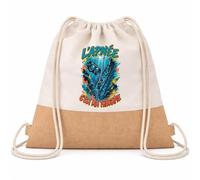 Planetee Sac à Dos Toile et Jute L'apnée c'est ma thérapie | Sac de Sport en Coton Sergé 160 g/m² avec Fond en Jute 7 L | Gym Piscine École | Cadeau Enfant Ado Rentrée Anniversaire