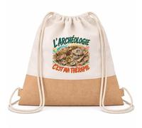 Planetee Sac à Dos Toile et Jute L'archéologie c'est ma thérapie | Sac de Sport en Coton Sergé 160 g/m² avec Fond en Jute 7 L | Gym Piscine École | Cadeau Enfant Ado Rentrée Anniversaire
