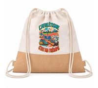 Planetee Sac à Dos Toile et Jute L'athlétisme c'est ma thérapie | Sac de Sport en Coton Sergé 160 g/m² avec Fond en Jute 7 L | Gym Piscine École | Cadeau Enfant Ado Rentrée Anniversaire