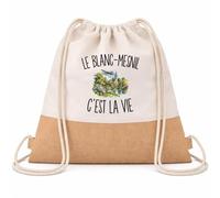 Planetee Sac à Dos Toile et Jute Le Blanc-Mesnil c’est la vie | Sac de Sport en Coton Sergé 160 g/m² avec Fond en Jute 7 L | Gym Piscine École
