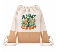 Planetee Sac à Dos Toile et Jute Le chant c'est ma thérapie | Sac de Sport en Coton Sergé 160 g/m² avec Fond en Jute 7 L | Gym Piscine École | Cadeau Enfant Ado Rentrée Anniversaire