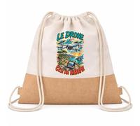 Planetee Sac à Dos Toile et Jute Le drone c'est ma thérapie | Sac de Sport en Coton Sergé 160 g/m² avec Fond en Jute 7 L | Gym Piscine École | Cadeau Enfant Ado Rentrée Anniversaire