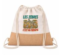 Planetee Sac à Dos Toile et Jute Les zèbres c'est ma thérapie | Sac de Sport en Coton Sergé 160 g/m² avec Fond en Jute 7 L | Gym Piscine École | Cadeau Enfant Ado Rentrée Anniversaire