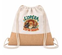 Planetee Sac à Dos Toile et Jute L'opéra c'est ma thérapie | Sac de Sport en Coton Sergé 160 g/m² avec Fond en Jute 7 L | Gym Piscine École | Cadeau Enfant Ado Rentrée Anniversaire