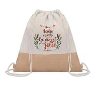 Planetee Sac à dos toile et jute Louise la vie est plus jolie | Sac de Sport et Gym, Sac Doudou Enfant Cadeau Fête des Mères Anniversaire Soeur Noël Tata Marraine