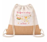 Planetee Sac à Dos Toile et Jute Louise : Les affaires de secours | Sac Crèche École Maternelle Petite Section | Coton et Fond Jute 7 L | Cadeau Rentrée Fille