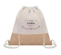 Planetee Sac à dos toile et jute Loulou au Top | Sac de Sport et Gym avec cordelettes | Idée Cadeau Collègue Noël Anniversaire | Sac Doudou