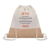Planetee Sac à Dos Toile et Jute Lucie Aussi Géniale - Sac avec Cordelettes - Idée Cadeau Original Collègue, Anniversaire, Départ Retraite ou Fin d’Année