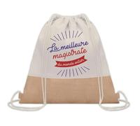 Planetee Sac à dos toile et jute Magistrate Meilleure du Monde | Sac de Sport et Gym avec cordelettes | Idée Cadeau Collègue Noël Anniversaire | Sac Doudou