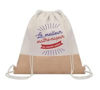 Planetee Sac à dos toile et jute Maître-Nageur Sauveteur Meilleur du Monde | Sac de Sport et Gym avec cordelettes | Idée Cadeau Collègue Noël Anniversaire | Sac Doudou