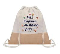 Planetee Sac à dos toile et jute Marianne elle assure grave ! | Sac de Sport et Gym, Sac Doudou Enfant Cadeau Fête des Mères Anniversaire Soeur Noël Tata Marraine