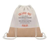 Planetee Sac à Dos Toile et Jute Marie-Ange Aussi Géniale - Sac avec Cordelettes - Idée Cadeau Original Collègue, Anniversaire, Départ Retraite ou Fin d’Année