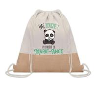 Planetee Sac à dos toile et jute Marie-Ange Pas Touche Panda | Sac de Sport et Gym avec cordelettes | Idée Cadeau Collègue Noël Anniversaire | Sac Doudou