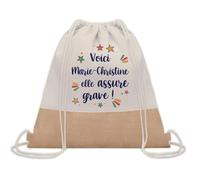 Planetee Sac à dos toile et jute Marie-Christine elle assure grave ! | Sac de Sport et Gym, Sac Doudou Enfant Cadeau Fête des Mères Anniversaire Soeur Noël Tata Marraine