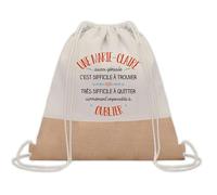 Planetee Sac à Dos Toile et Jute Marie-Claire Aussi Géniale - Sac avec Cordelettes - Idée Cadeau Original Collègue, Anniversaire, Départ Retraite ou Fin d’Année