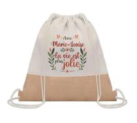 Planetee Sac à dos toile et jute Marie-Louise la vie est plus jolie | Sac de Sport et Gym, Sac Doudou Enfant Cadeau Fête des Mères Anniversaire Soeur Noël Tata Marraine