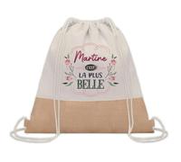 Planetee Sac à dos toile et jute Martine la plus belle | Sac de Sport et Gym, Sac Doudou Enfant Cadeau Fête des Mères Anniversaire Soeur Noël Tata Marraine