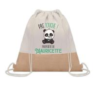 Planetee Sac à dos toile et jute Mauricette Pas Touche Panda | Sac de Sport et Gym avec cordelettes | Idée Cadeau Collègue Noël Anniversaire | Sac Doudou