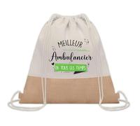 Planetee Sac à dos toile et jute Meilleur Ambulancier de tous les temps | Sac de Sport et Gym avec cordelettes | Idée Cadeau Collègue Noël Anniversaire | Sac Doudou
