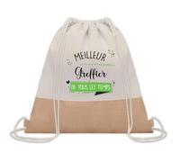 Planetee Sac à dos toile et jute Meilleur Greffier de tous les temps | Sac de Sport et Gym avec cordelettes | Idée Cadeau Collègue Noël Anniversaire | Sac Doudou