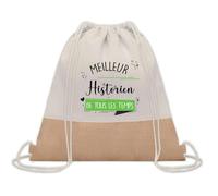 Planetee Sac à dos toile et jute Meilleur Historien de tous les temps | Sac de Sport et Gym avec cordelettes | Idée Cadeau Collègue Noël Anniversaire | Sac Doudou