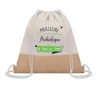 Planetee Sac à dos toile et jute Meilleure Archéologue de tous les temps | Sac de Sport et Gym avec cordelettes | Idée Cadeau Collègue Noël Anniversaire | Sac Doudou