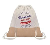 Planetee Sac à dos toile et jute Menuisier Meilleur du Monde | Sac de Sport et Gym avec cordelettes | Idée Cadeau Collègue Noël Anniversaire | Sac Doudou