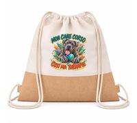 Planetee Sac à Dos Toile et Jute Mon Cane Corso c'est ma thérapie | Sac de Sport en Coton Sergé 160 g/m² avec Fond en Jute 7 L | Gym Piscine École | Cadeau Enfant Ado Rentrée Anniversaire