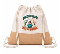 Planetee Sac à Dos Toile et Jute Mon dogue argentin c'est ma thérapie | Sac de Sport en Coton Sergé 160 g/m² avec Fond en Jute 7 L | Gym Piscine École | Cadeau Enfant Ado Rentrée Anniversaire