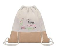 Planetee Sac à dos toile et jute Nounou d'exception | Sac de Sport et Gym avec cordelettes | Idée Cadeau Collègue Noël Anniversaire | Sac Doudou