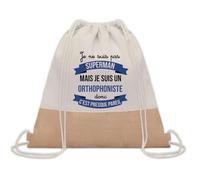 Planetee Sac à dos toile et jute Orthophoniste Super-Héros Homme | Sac de Sport et Gym avec cordelettes | Idée Cadeau Collègue Noël Anniversaire | Sac Doudou