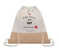 Planetee Sac à dos toile et jute Petit Bazar d'un Guy d'amour | Sac de Sport et Gym avec cordelettes | Idée Cadeau Collègue Noël Anniversaire | Sac Doudou