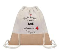 Planetee Sac à dos toile et jute Petit Bazar d'un José d'amour | Sac de Sport et Gym avec cordelettes | Idée Cadeau Collègue Noël Anniversaire | Sac Doudou
