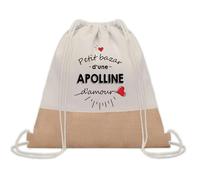 Planetee Sac à dos toile et jute Petit Bazar d'une Apolline d'amour | Sac de Sport et Gym avec cordelettes | Idée Cadeau Collègue Noël Anniversaire | Sac Doudou