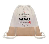 Planetee Sac à dos toile et jute Petit Bazar d'une Barbara d'amour | Sac de Sport et Gym avec cordelettes | Idée Cadeau Collègue Noël Anniversaire | Sac Doudou