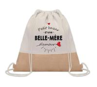 Planetee Sac à dos toile et jute Petit Bazar d'une Belle-Mère d'amour | Sac de Sport et Gym avec cordelettes | Idée Cadeau Collègue Noël Anniversaire | Sac Doudou
