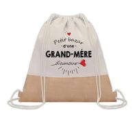 Planetee Sac à dos toile et jute Petit Bazar d'une Grand-Mère d'amour | Sac de Sport et Gym avec cordelettes | Idée Cadeau Collègue Noël Anniversaire | Sac Doudou