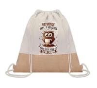 Planetee Sac à dos toile et jute Raymonde Chouette Grain | Sac de Sport et Gym avec cordelettes | Idée Cadeau Collègue Noël Anniversaire | Sac Doudou