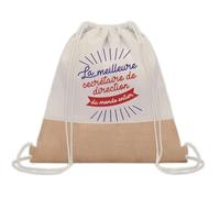 Planetee Sac à dos toile et jute Secrétaire de Direction Meilleure du Monde | Sac de Sport et Gym avec cordelettes | Idée Cadeau Collègue Noël Anniversaire | Sac Doudou