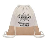 Planetee Sac à dos toile et jute Sociologue Ministère de la Magie | Sac de Sport et Gym avec cordelettes | Idée Cadeau Collègue Noël Anniversaire | Sac Doudou