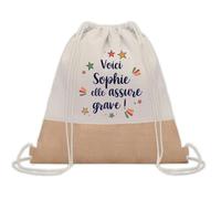Planetee Sac à dos toile et jute Sophie elle assure grave ! | Sac de Sport et Gym, Sac Doudou Enfant Cadeau Fête des Mères Anniversaire Soeur Noël Tata Marraine