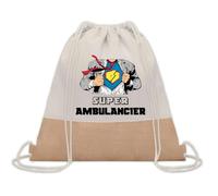 Planetee Sac à dos toile et jute Super Ambulancier | Sac de Sport et Gym avec cordelettes | Idée Cadeau Collègue Noël Anniversaire | Sac Doudou