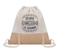 Planetee Sac à dos toile et jute Sylvie Femme Déesse Légende | Sac de Sport et Gym avec cordelettes | Idée Cadeau Collègue Noël Anniversaire | Sac Doudou