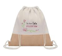 Planetee Sac à dos toile et jute Tata d'exception | Sac de Sport et Gym avec cordelettes | Idée Cadeau Collègue Noël Anniversaire | Sac Doudou