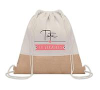 Planetee Sac à dos toile et jute Tata en Vacances | Sac de Sport et Gym avec cordelettes | Idée Cadeau Collègue Noël Anniversaire | Sac Doudou
