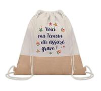 Planetee Sac à dos toile et jute Témoin elle assure grave ! | Sac de Sport et Gym, Sac Doudou Enfant Cadeau Fête des Mères Anniversaire Soeur Noël Tata Marraine