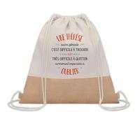 Planetee Sac à Dos Toile et Jute Thérèse Aussi Géniale - Sac avec Cordelettes - Idée Cadeau Original Collègue, Anniversaire, Départ Retraite ou Fin d’Année