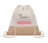 Planetee Sac à dos toile et jute Thérèse en Vacances | Sac de Sport et Gym avec cordelettes | Idée Cadeau Collègue Noël Anniversaire | Sac Doudou